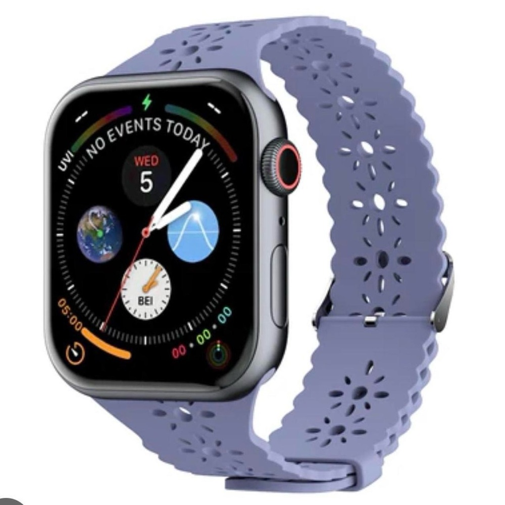 LAX Apple Watch Lace Silicone Band Gray Blue Series 1-8 & SE New In Package